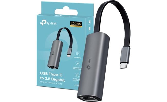 TP-Link UE302C USB Type-C to 2.5 Gigabit Ethernet Network Adapter, SuperSpeed USB 3.0 Type-C, Multi-Gigabit Connection, Plug and Play, Universal Compatibility, Scratch Resistant, Self-Storage